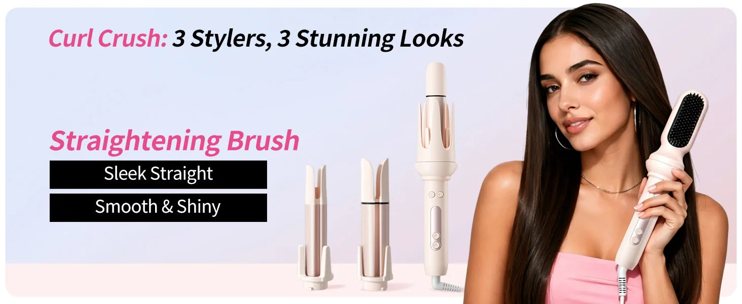 Sleek finish shown with the DYHOO 3-in-1 Styling Set straightening brush attachment