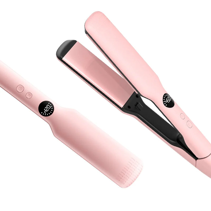 DYHOO Ceramic Hair Straightener open to show its wide styling plates